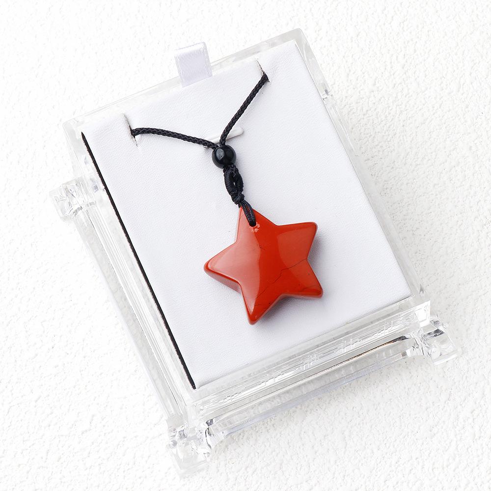 1PC Natural Stone Star Shape Pendant Black Agate Tiger Eye Christmas Pendant Necklace Women Holiday Party Gifts