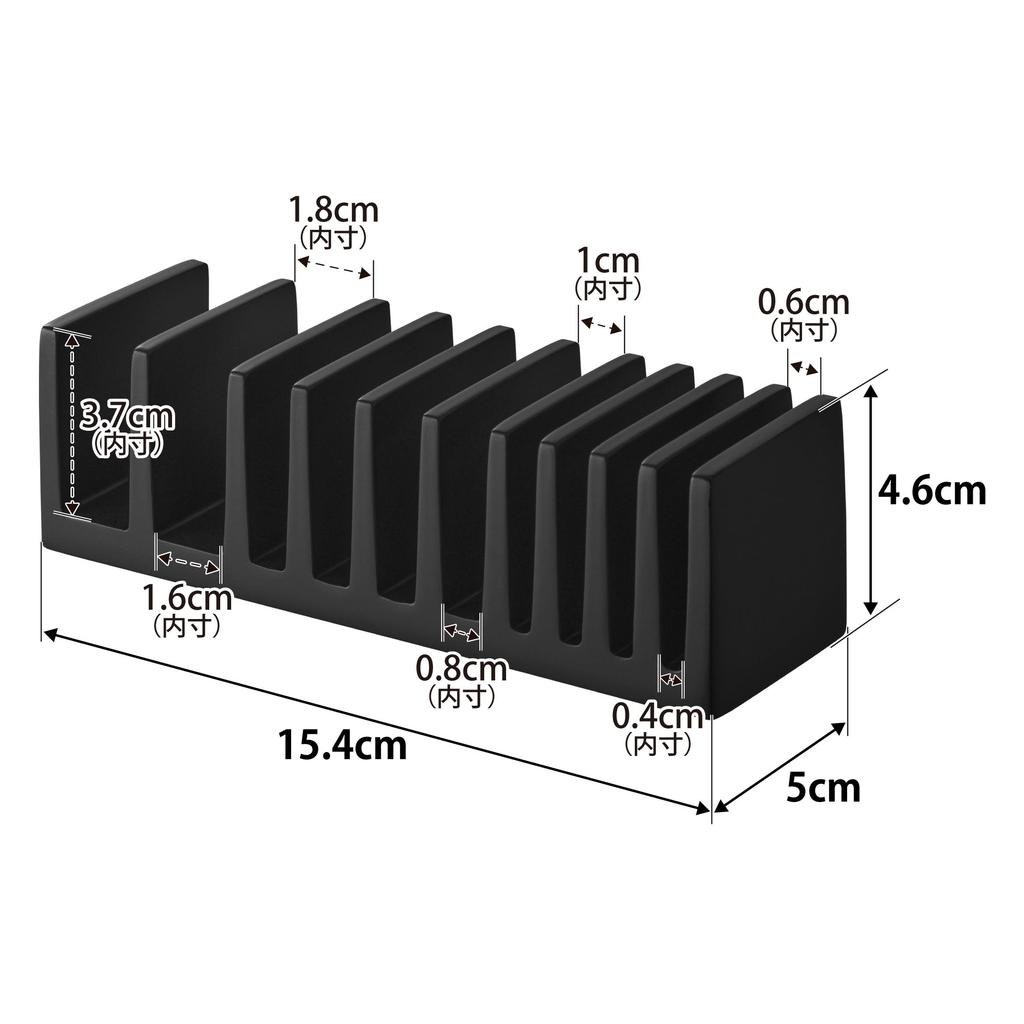Yamazaki Pouch Amenity W5 x x Tower for Cosmetic Storage Item 10574 & Stand, Vertical, Black, D15.4 H4.6cm, Series, Samples, Amenities, Case,