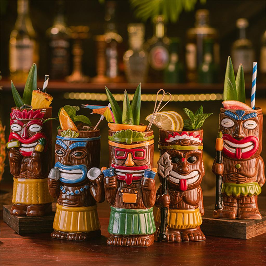 Creative Island Inspired Cup Whimsical Island Style Glass Cocktail Glass Hawaiian Party Tiki Mugs Drinkware for Parties