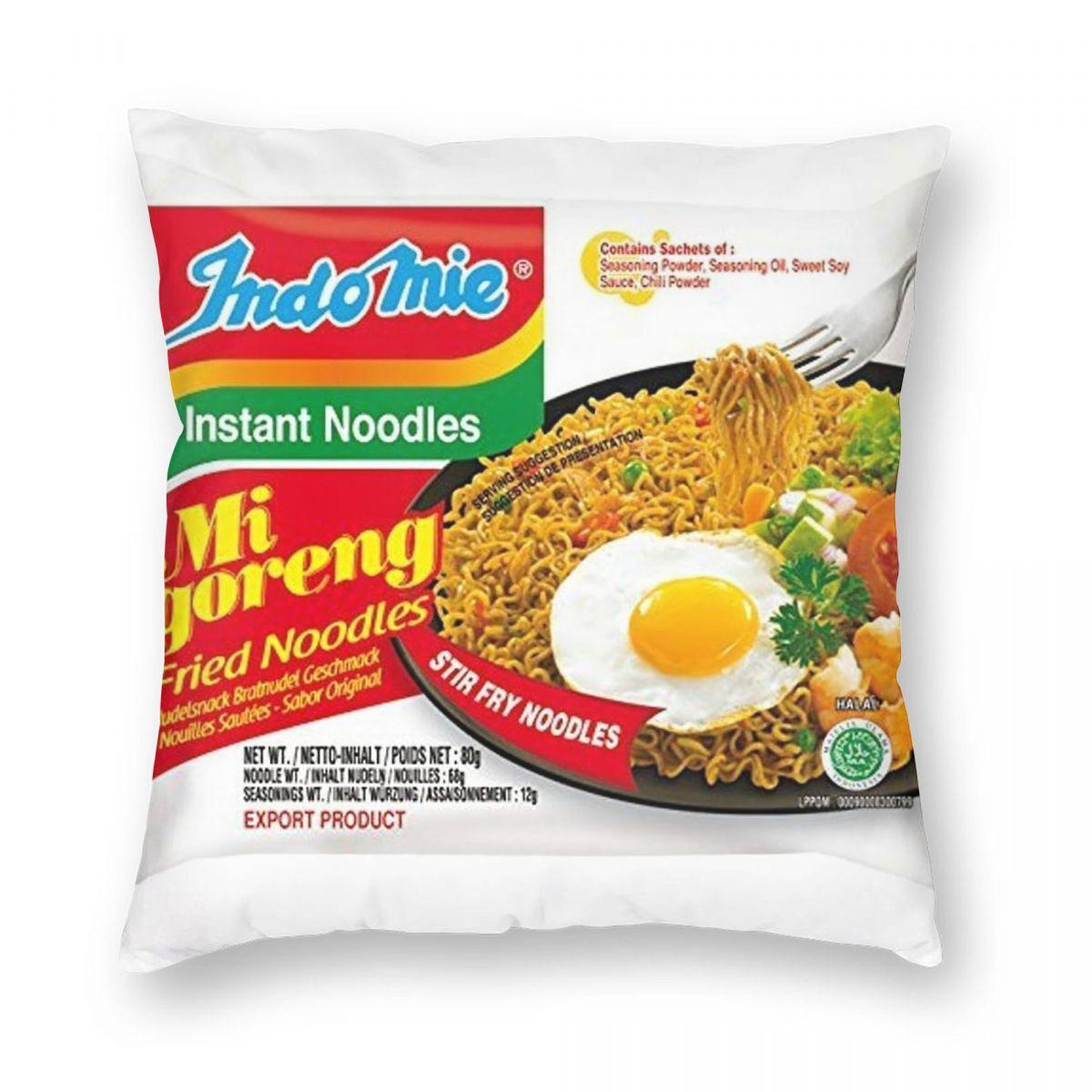 

Indomie Mi Goreng Flavour Pillowcase Polyester Linen Velvet Printed Zip Decor Throw Pillow Case Sofa Cushion Cover 18 12x12Inch