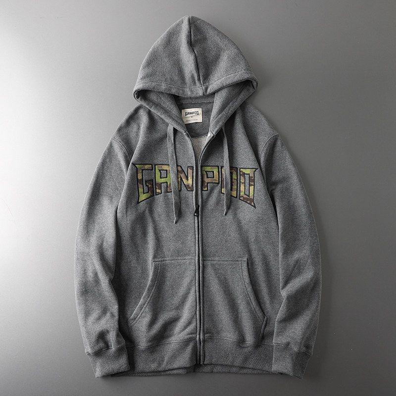 Hooded cardigan Hoodie Men s Zip-up American vintage Spring and Autumn Knitted Outerwear Export Overplus Order Men s Clothing Clothes Dark Gray L