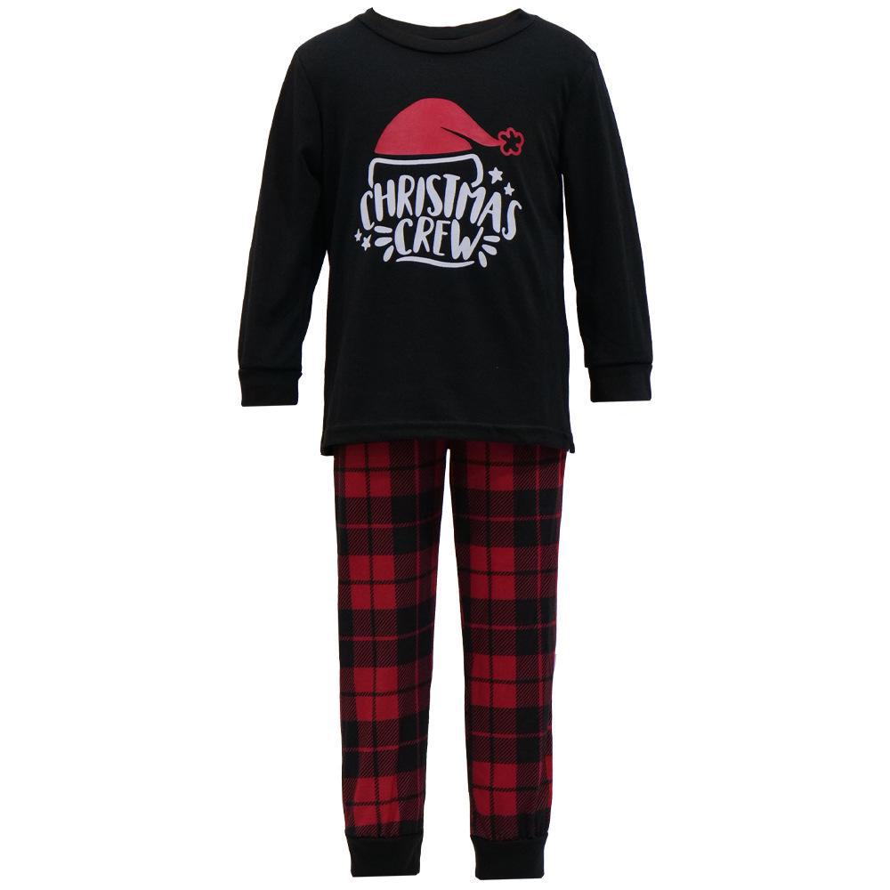 Kariertes Baumwoll-Familien-Weihnachtspyjama-Set: Partnerlook für Eltern und Kind für Drei oder Vier