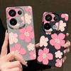 Fresh Style Cherry Blossom Pattern Case For Xiaomi 14T 13T 11T Pro Funda Redmi Note 14 13 Pro 5G 12 11 Leather Texture Silicone Cover