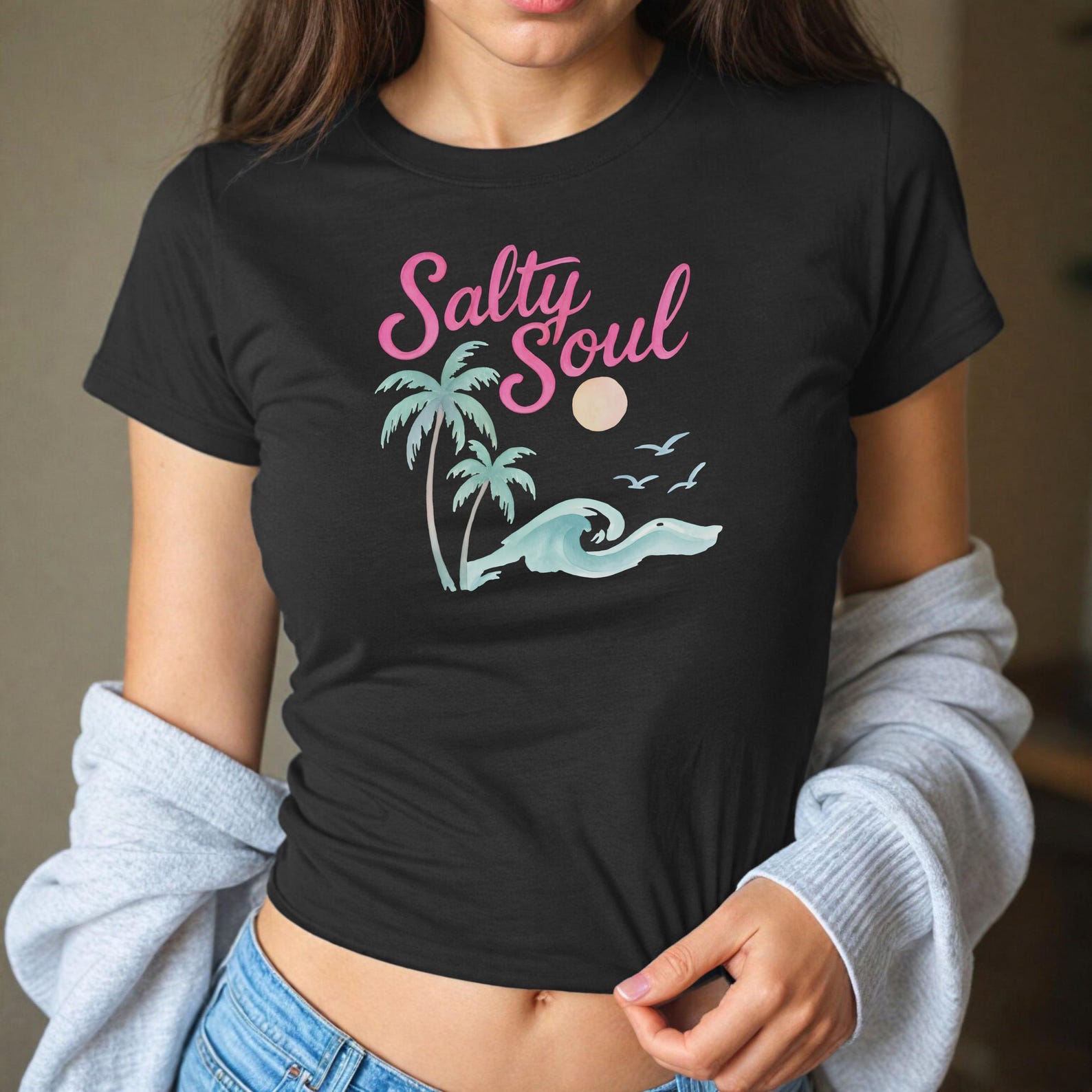 Salty Soul Y2K Baby Tee: Retro Graphic Summer Crop Top 3XL