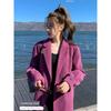 Autumn New Women Clothes Plum Color Corduroy Small Suit Retro Slim Fit Small Temperament Long Sleeve Blazers