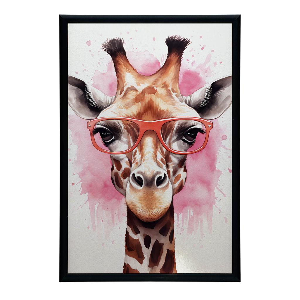 Pink Giraffe With Glasses Pink Giraffe With Glasses, 30X40 Cm, Unframed, Premium Canvas On Stretcher
