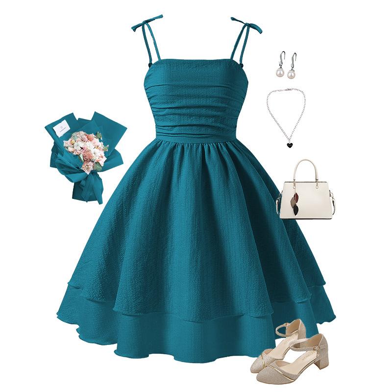 Abiti Primaverili/Estivi per Bambina: Abiti Eleganti Monocolore con Spalline Sottili
