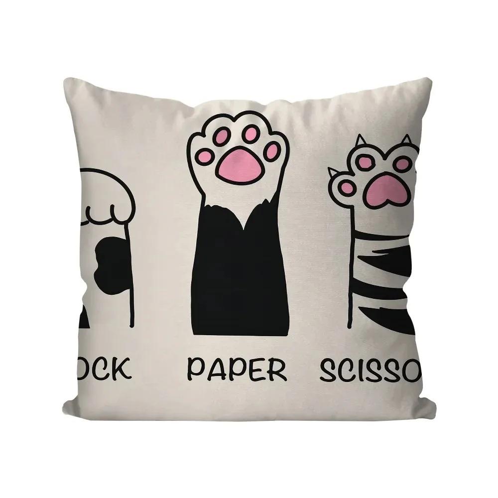 Cute Black Cat Cartoon Peach Skin Cushion Cover Kawaii Kitty Throw Pillowcase for Sofa Living Room Kids Bedroom Decor 40x40cm