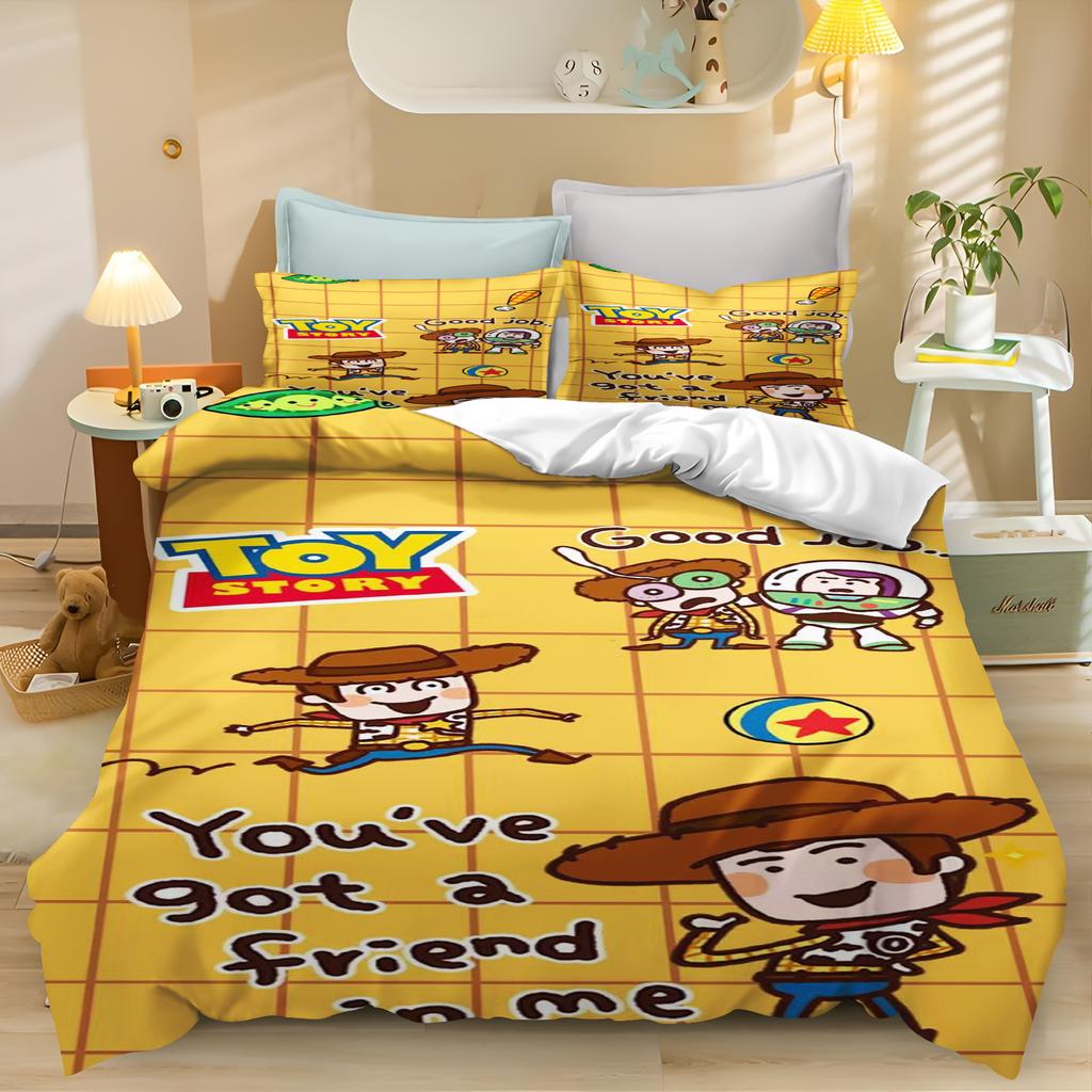 Toy Story Kreslený Povlak na Peřinu Sada Povlečení pro Kluky Buzz Rakeťák Roztomilý Potisk Šetrný k Pokožce Prodyšný Domácí Textil Anime