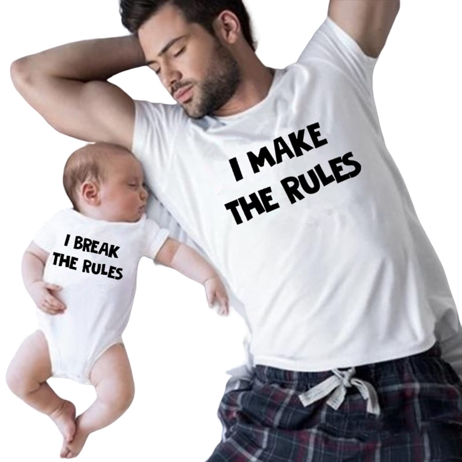 

Misia Luxury Matching Romper Jumpsuits for Perfect for Dad and Includes Short Baby 6 Months Father s Day, Baby, T-Shirt, Sleeves, White, белый