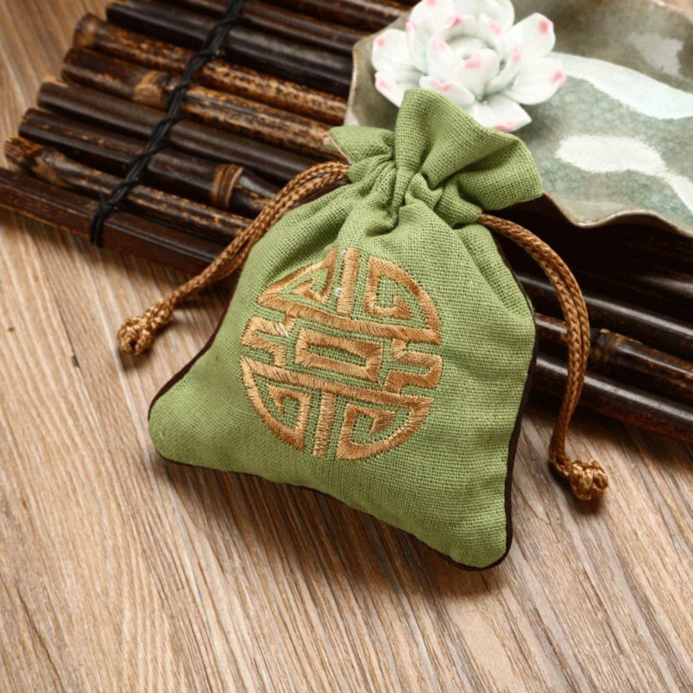 Canvas Embroidery Drawstring Bag Pure Color Coin Purse Wallet Elegant Festive Sugar Bag  Daily