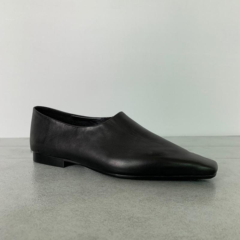 Spring Designer Soft Leather Women Loafer Shoes Elegant Shallow Square Toe Shoes Ladies Slip On Flats Shoes