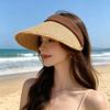 Hollow Top Sun Hat, Foldable Braided Straw Hat with UV Protection, Breathable Design Wide Brim Hat for Summer Travel Outdoor Activities