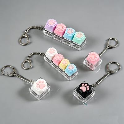 1/4 Raktų Silikoninis Katės Letenos Klaviatūros Raktų Pakabukas LED Šviesa - Streso Nerimo Mažinimo Fidget Žaislas Kūrybiškas Kuprinės Pakabukas
