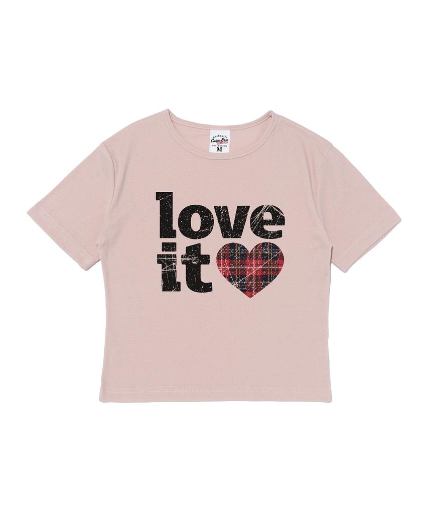 CARGOBROS FOR WOMAN Vintage Check Heart Short Sleeve T-Shirt (Pink)