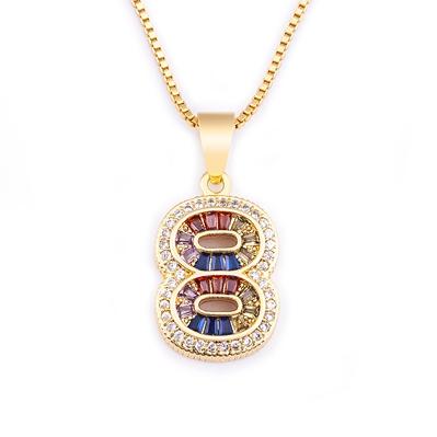 Nidin Top Quality Sparkling Cubic Zirconia 0 1 2 3 4 5 6 7 8 9 Lucky Number Pendant Necklace for Women Friends Birthday Jewelry