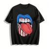 American Cool Fangs Tongue Print Trendy Street Casual Top Pure Cotton T-shirt