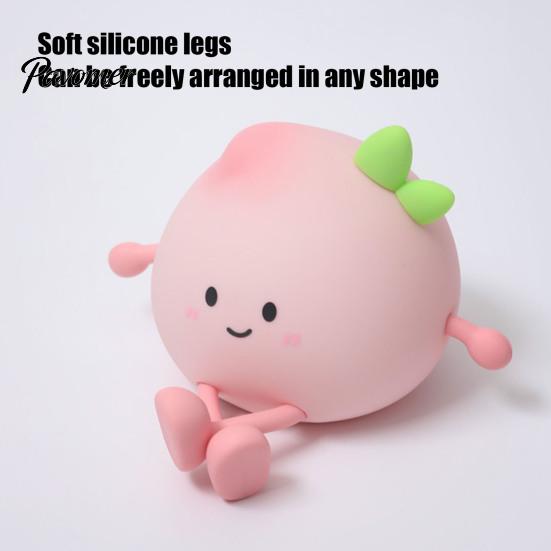 Portable USB Charging Night Light Cute Peach Light, Tap Control Squishy Bedside Lamp with Phone Holder, 2 Styles Warm Practical Desk Organizer Gadget