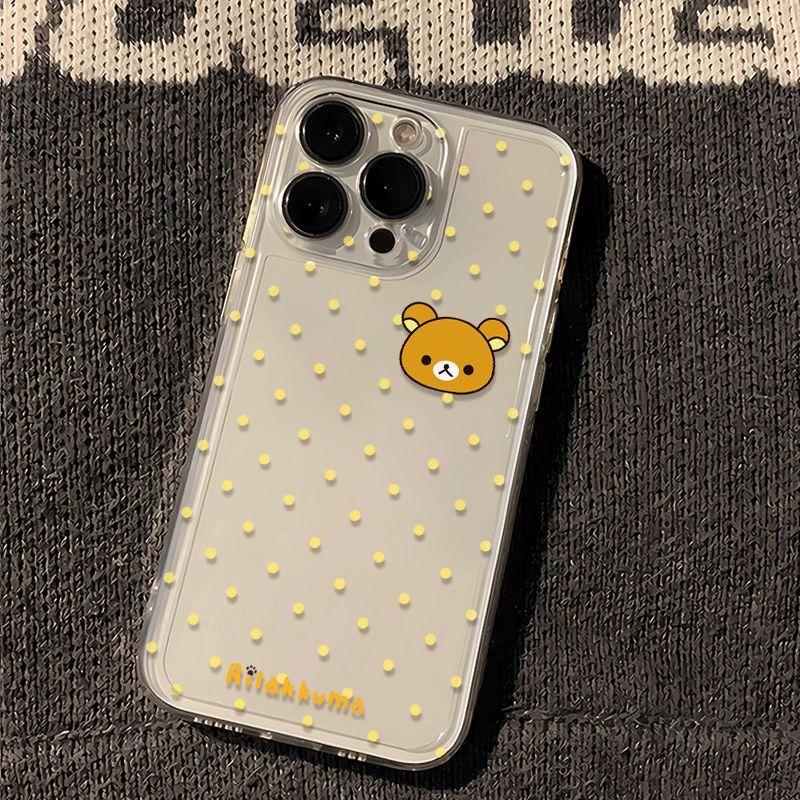 Cute Japan Cartoon Wave Point Easy Bear Couple Phone Case For iPhone16 15 14 13 12 11Pro Max XR Plus Anti Fall Protective Cover