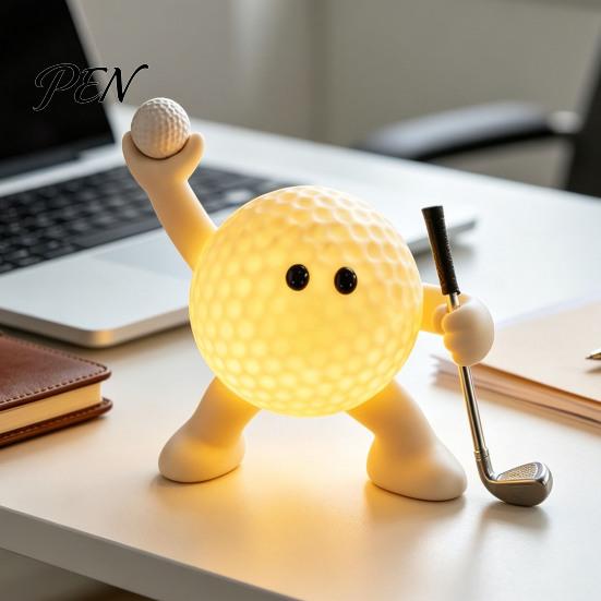 Soft Warm LED Bedroom Lighting Sports Ball Silicone Night Light, 7 Styles Football Basketball Tennis Golf Amber Atmosphere Tap Lamp, USB Rechargeable