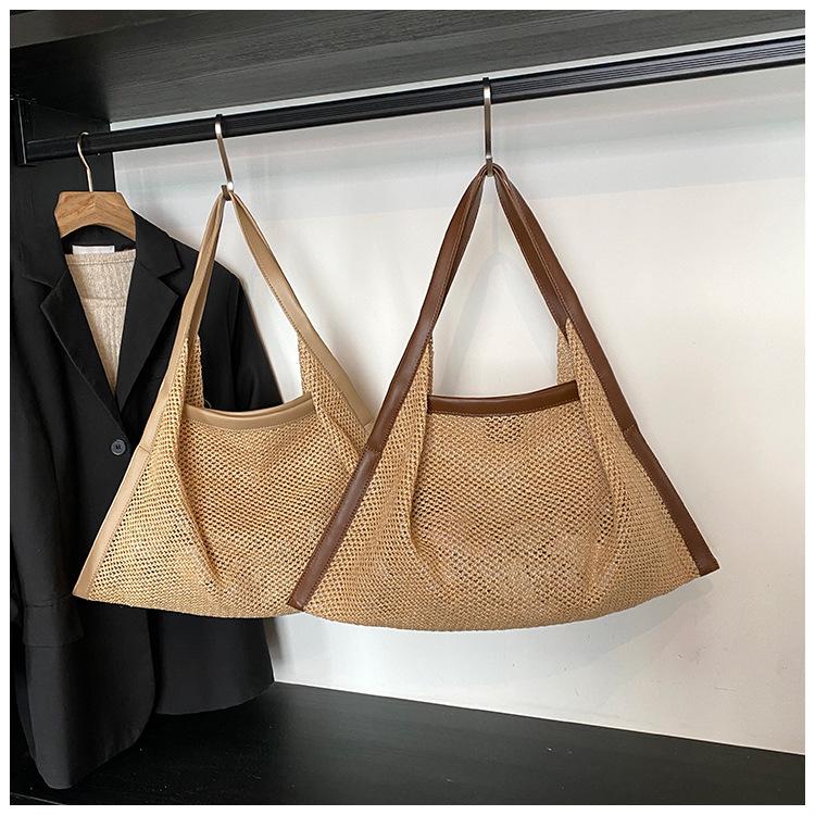 Stylish Women's Handwoven Straw Tote Bag for Summer Beach Travel
