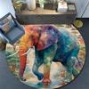 Elephant Round Area Rug,Carpet Rug for Living Room Bedroom Sofa Playroom Decor,Non-slip Floor Mat