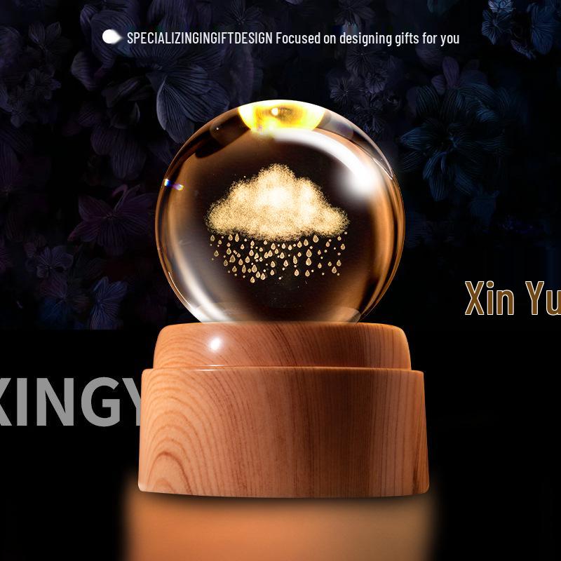 Creative Rotating Crystal Ball Night Light: Decorative Craft for Bedroom Atmosphere and Festive Gift.