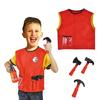 Kids Role Play Fireman Costume with Firefighter Toy Accessories Halloween Builder Worker Clothing for Boy Girl Aged 3-12