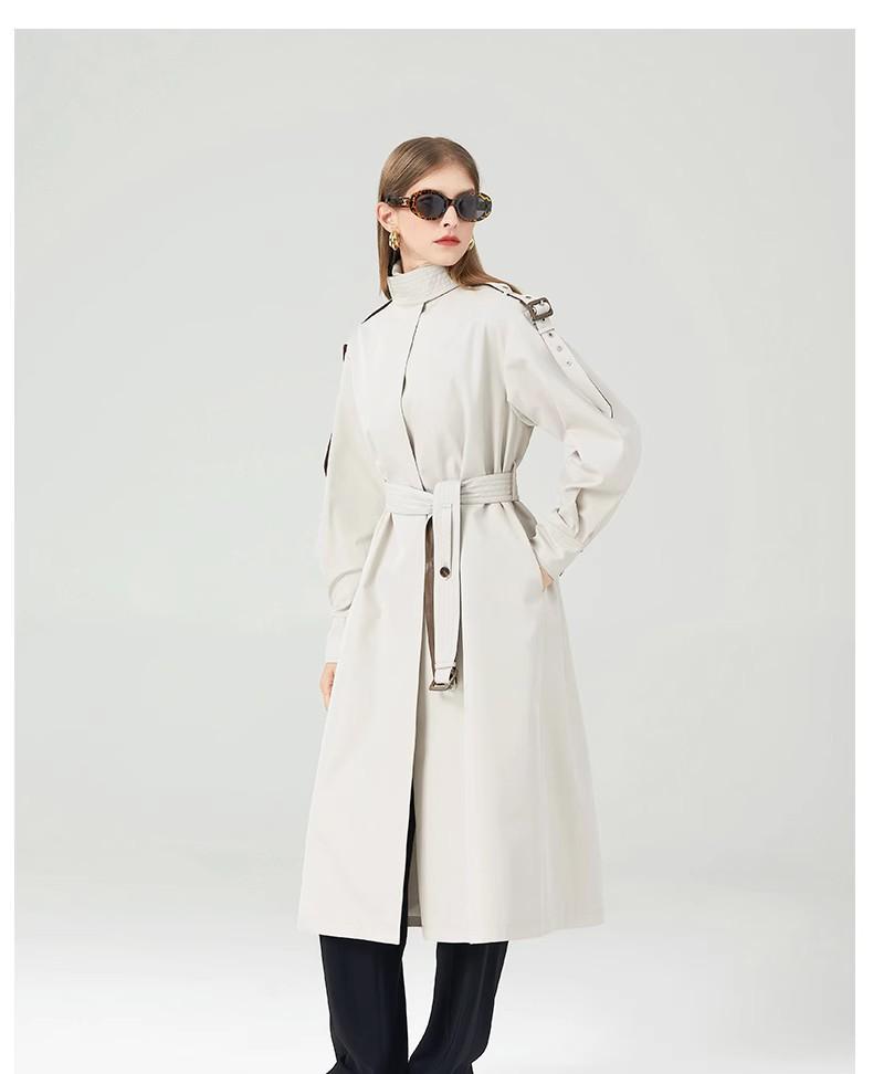 

Весенняя одежда, высококлассное чувство, ретро, атмосфера для поездок на работу, кожаный плащ на шнуровке, приталенный, плюс длинный тренч L weight 131-75 kg