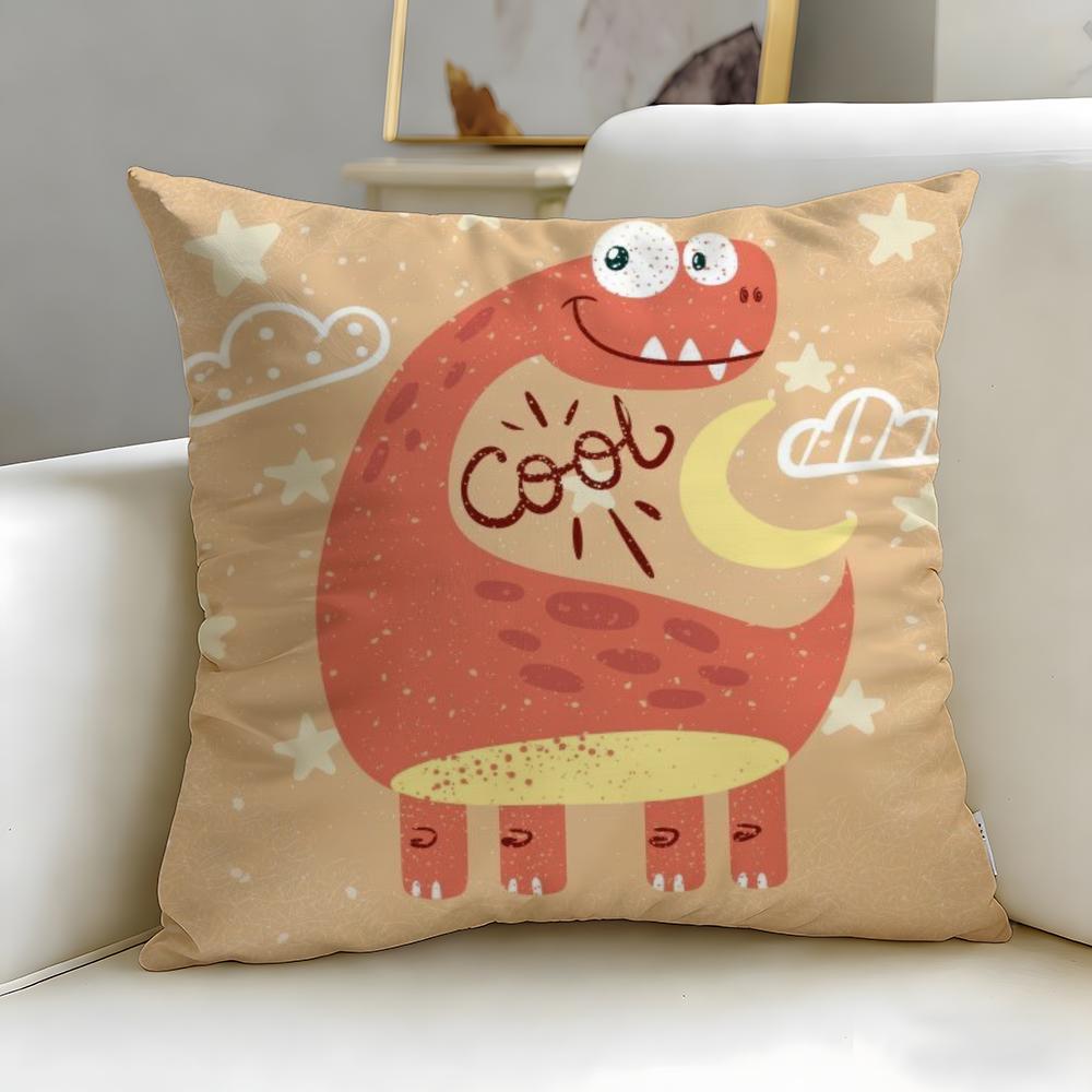 cartoon theme Cartoon Dinosaur Cushion Cover Soft & Easy-Wash Pillow Case – Versatile for Couch, Bed, Travel and Office