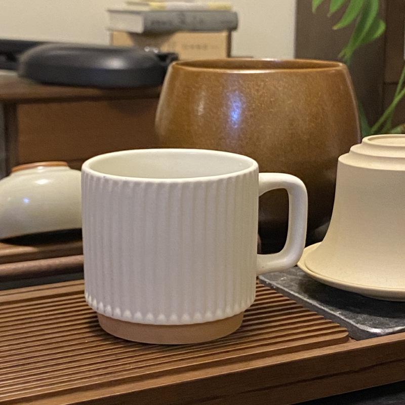 

Простая ретро вертикальная узорная ниша, высококлассная молочно-белая кофейная чашка, парная молочная чашка 260ml