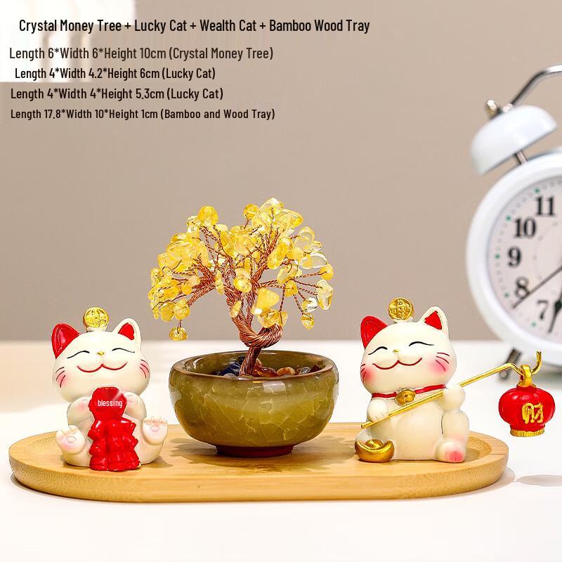 Lucky Cat Fortune Tree Resin Ornament
