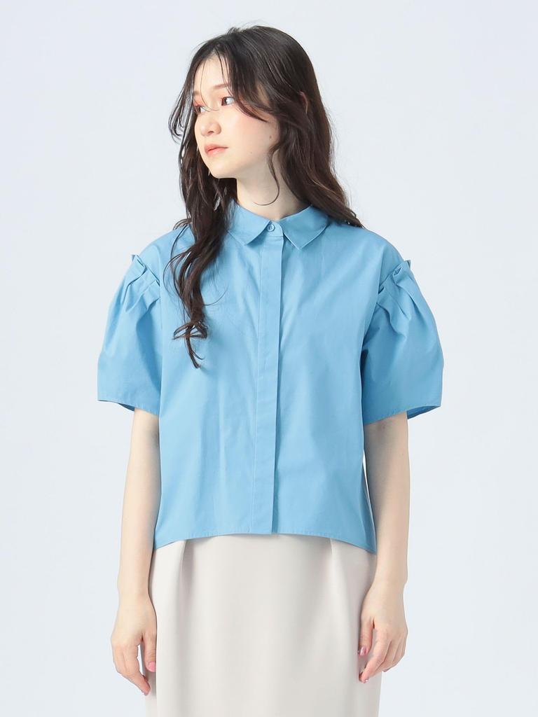 Beams Heart Shirt with Shoulder Big One Size Women's S/S Tucks, Shirt, SAX,