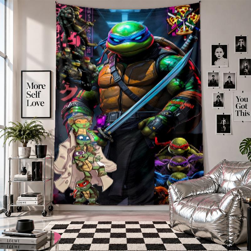 Wall TapestryTeenage Mutant Ninja Turtles Art Hanging Cloth Decorative Background Cover for Room Decoration
