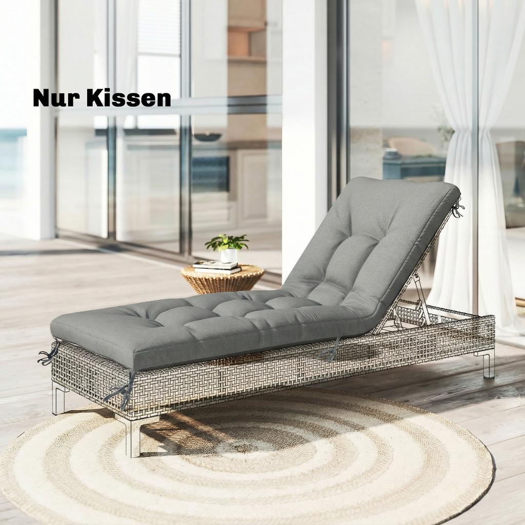 Pallet Cushion, Removable Seat Cushion with Fastening Straps, Pallet Pad for Most Loungers, 198x65x13cm, Light Gray