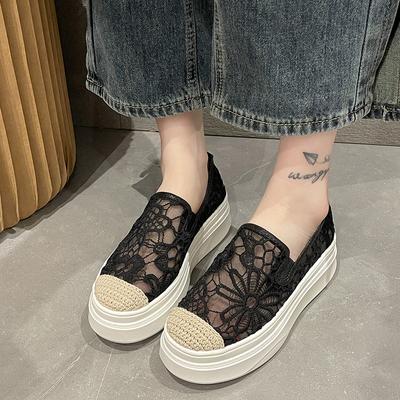 Summer Thick Sole Fisherman's Shoes Casual Mesh Breathable Flat Single Shoe Shallow Mouth Slip On Loafers 7cm Heeled Mocasines