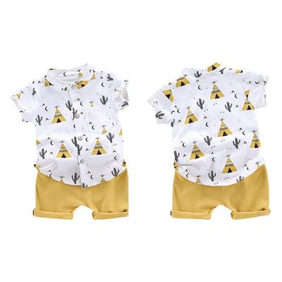 Sommer Baby Jungen Casual Kurzarm Blumendruck T-shirt Tops + Shorts Kostüm Set