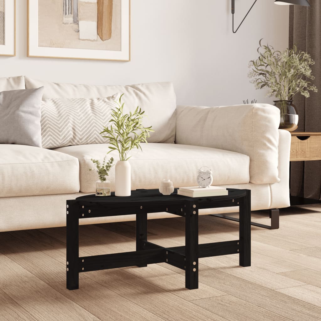 Vidaxl Stolik Kawowy, Czarny, 87X48X35 Cm, Lite Drewno Sosnowe