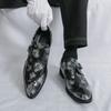 Men Printing Monks Loafers Shoes Wedding Party Shoes Casual Formal Business Leather Dress Prom Nightclub Shoes Plus Size