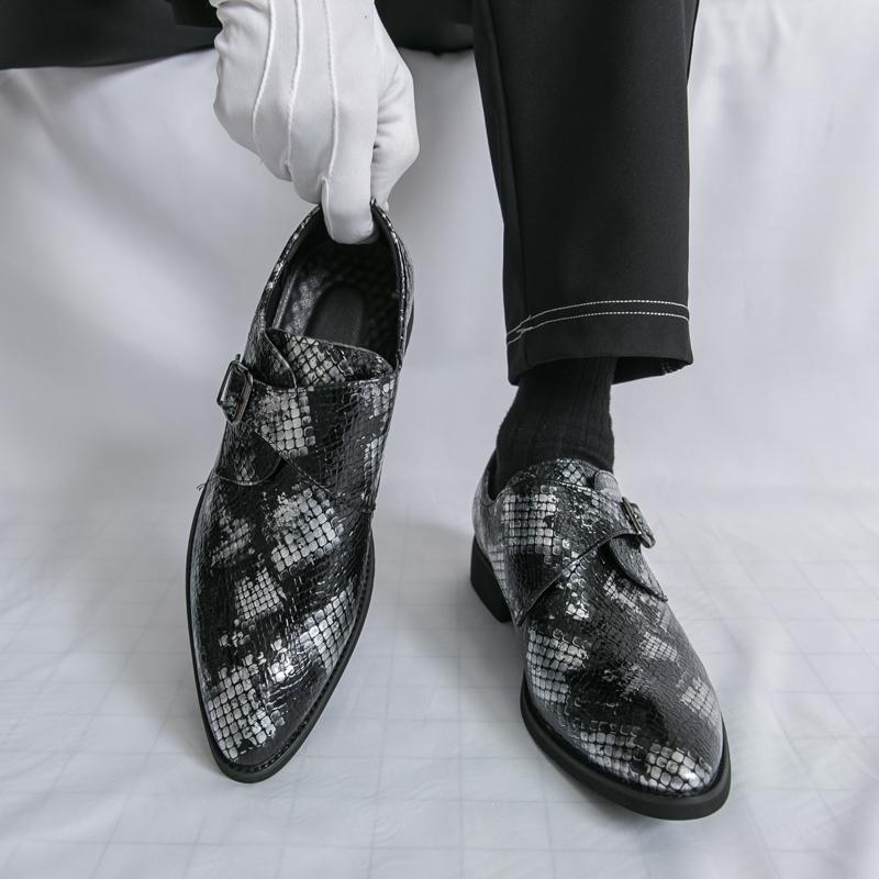 Men Printing Monks Loafers Shoes Wedding Party Shoes Casual Formal Business Leather Dress Prom Nightclub Shoes Plus Size