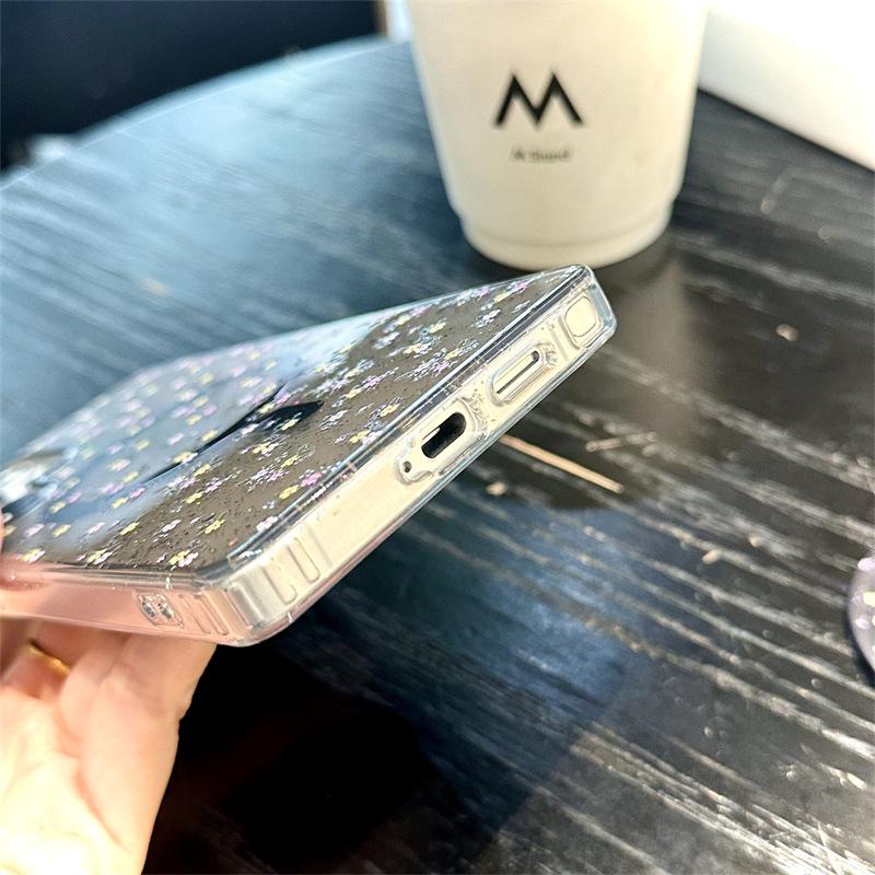 Koreanische minimalistische Glitzerblumen-Magnet-Handyhülle für Samsung S25 Ultra/S24 Plus