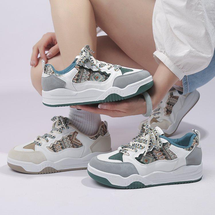 Baskets épaisses blanches pour femmes, chaussures à plateforme à la mode, chaussures de sport bohème à semelle épaisse