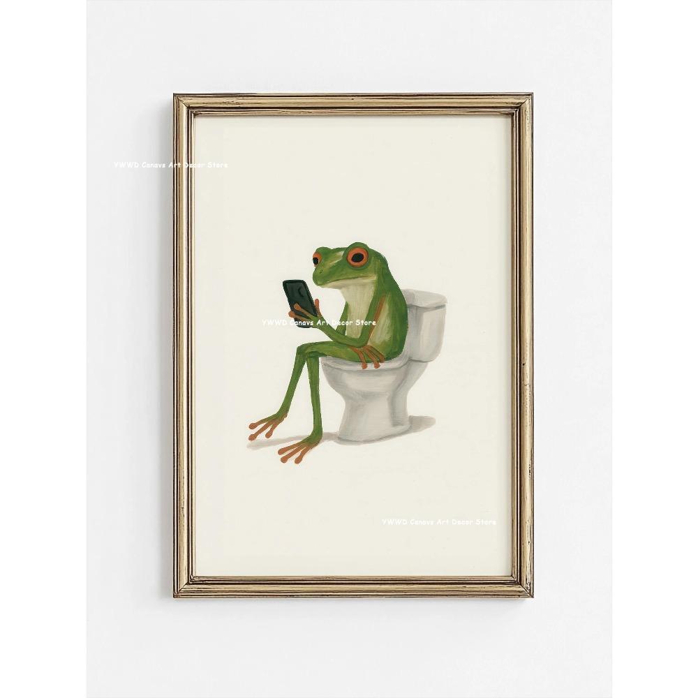 Cute Animal Bubble Bath Wall Art Cute Bathroom Animal Poster Kids Funny Toilet Paper Canvas Print for Nursery Home Decor Gifts