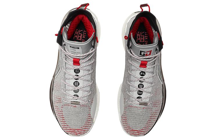 Li Ning YuShuai 13 Boom CJ PE-Gewebe Dämpfung Rutschfest Abriebfest High-Top Basketballschuhe Herren Grau ABAP065-14