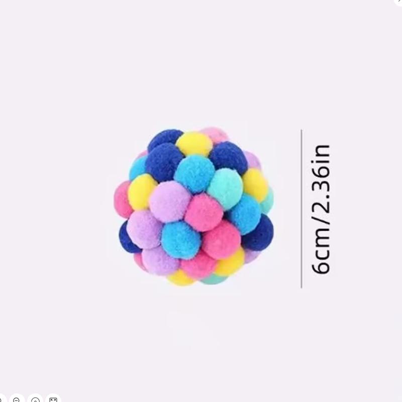 Hot cat interactive toy plush ball pet bouncy ball self-play ball boredom reliever cat teaser colorful yarn ball pet toy 5pcs