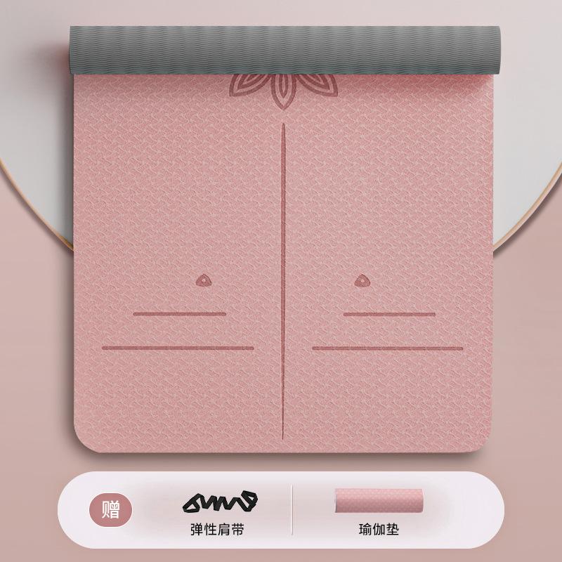 TPE Yogamatte für Damen mit Stoßabsorption, geräuschlos, rutschfest, verdickt für Heimtraining, Tanz und Fitness