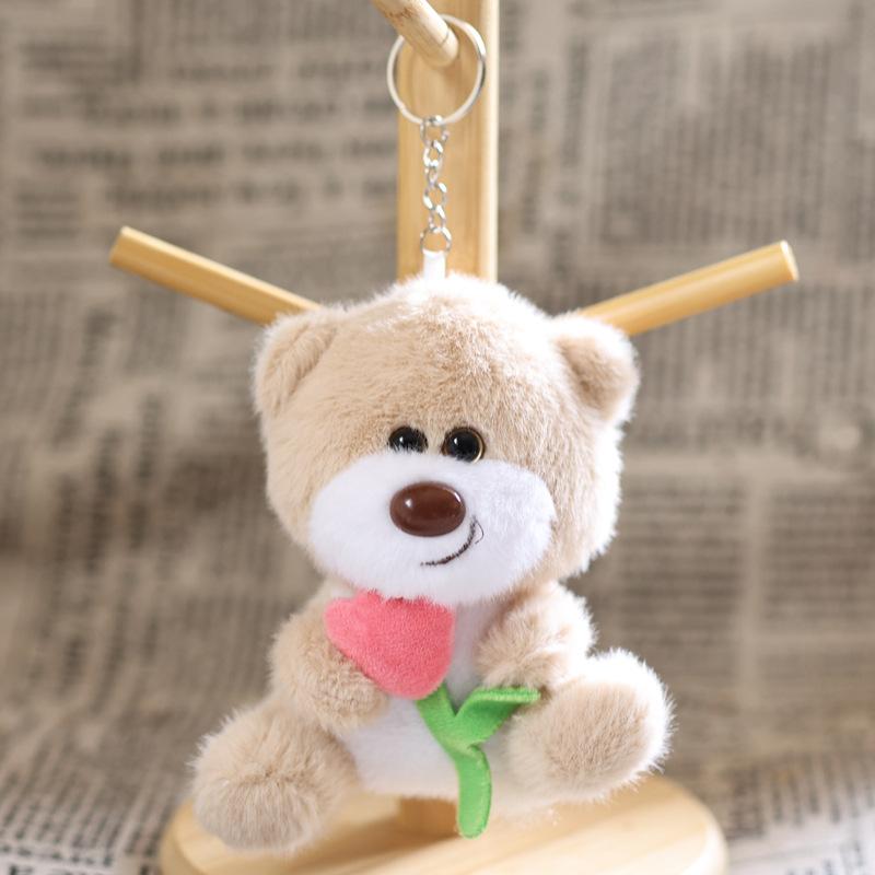 Cute Tulip Bear Plush Keychain Cartoon Stuffed Doll Toy Lovely Plush Keyring Backpack Pendant Birthday Christmas Gifts