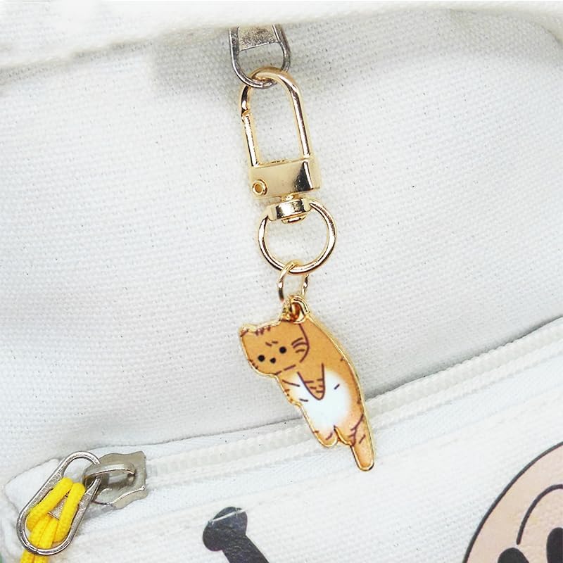 Wowjimi 6 Piece Pendant Literary Cute Cat Key Chain Gokin Stylish Pendant Key Ring
