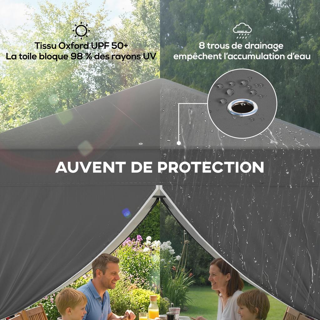 Garden gazebo 2.5 x 2.5 m pop up height-adjustable folding gazebo UV50+ protection easy setup dark grey