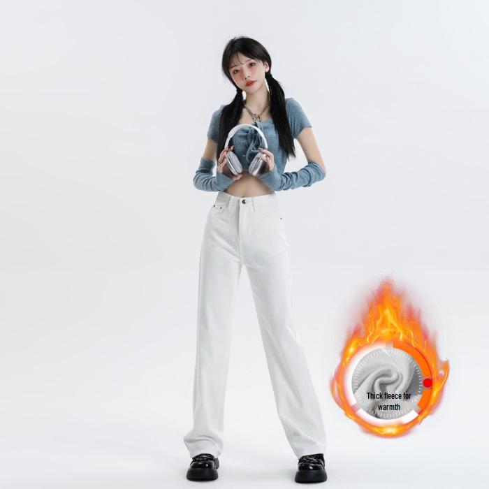 High Waist Wide-Leg White Tencel Jeans for Women - Versatile, Slim, Casual, Soft, Spring/Summer Style